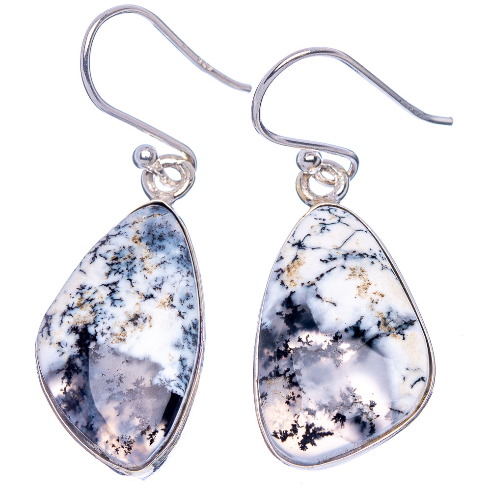 Dendritic Opal Earrings 1 1/2" (925 Sterling Silver) E1858