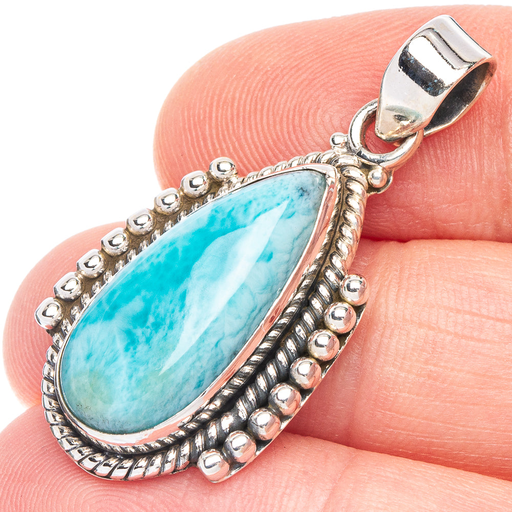 Larimar Pendant 1 3/8" (925 Sterling Silver) P43777
