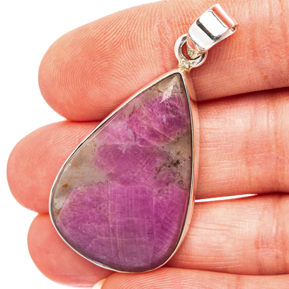 Ruby in Quartz Pendant 1 3/4" (.925 Sterling Silver)
