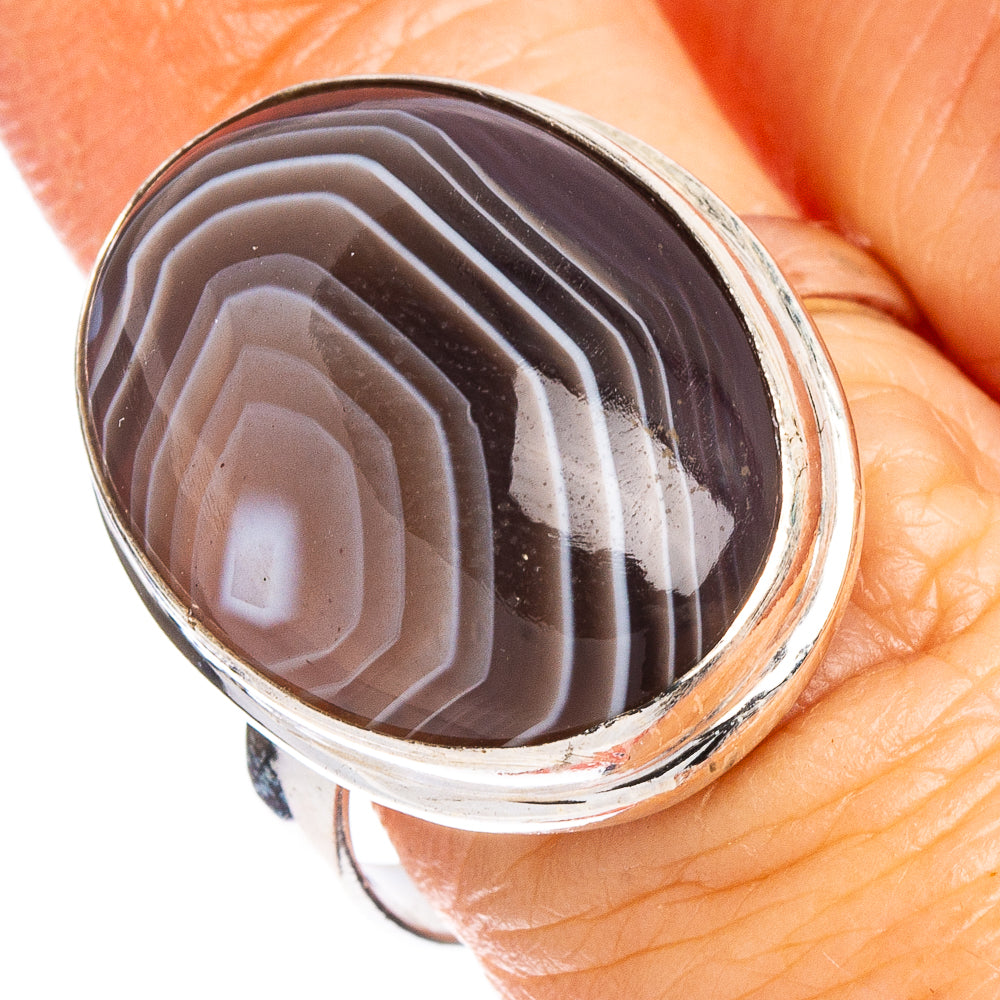 Botswana Agate Ring Size 8.25 (.925 Sterling Silver)