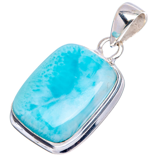 Sterling silver Larimar pendant with rectangular bezel and open top bail