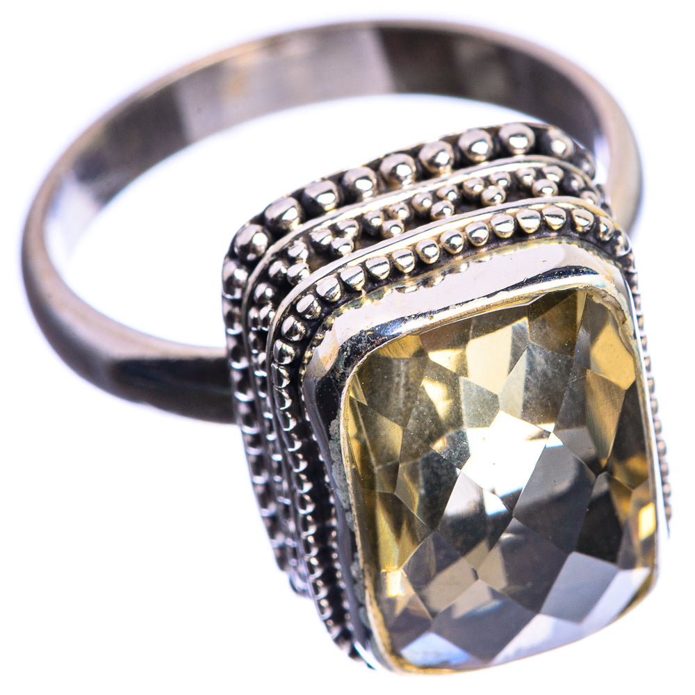 Faceted Citrine 925 Sterling Silver Ring Size 9
