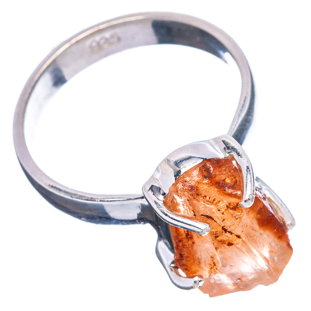 Orange Aragonite Ring Size 6 (.925 Sterling Silver)