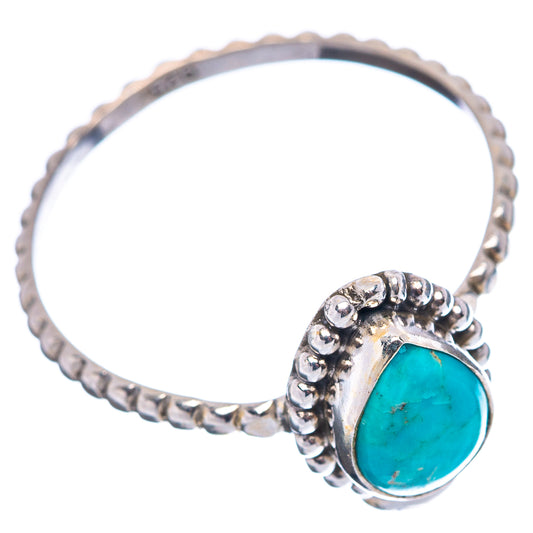 Turquoise oval sterling silver ring with twisted beaded band and raised center