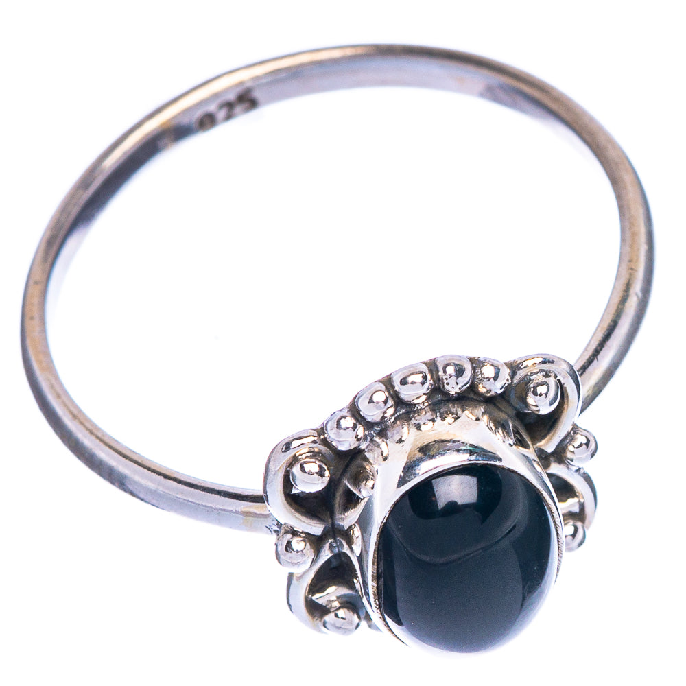 Black Onyx Dainty Ring Size 7.75 (925 Sterling Silver) R147146