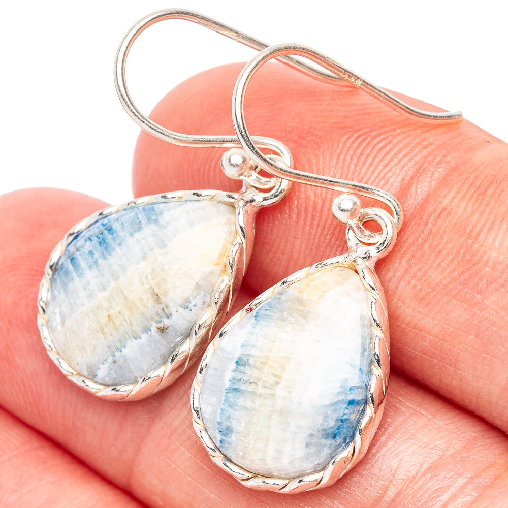 Blue Scheelite Earrings 1 1/4" (925 Sterling Silver) E2455