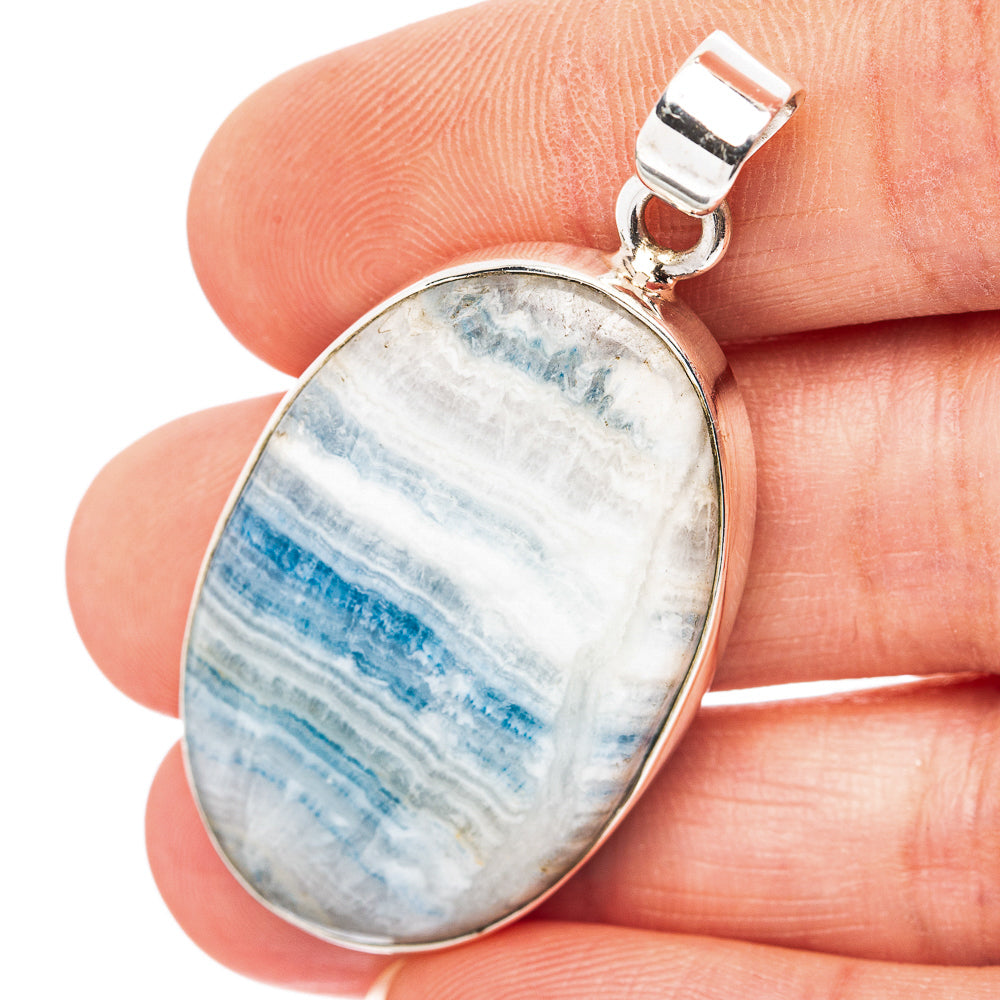 Blue Scheelite Pendant 1 7/8" (.925 Sterling Silver)