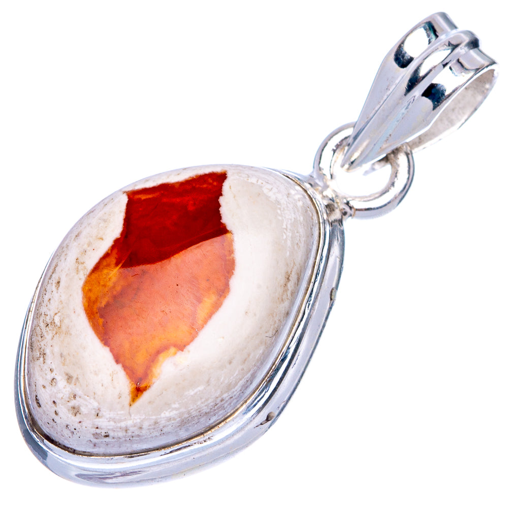 Mexican Fire Opal Pendant 1 1/4" (925 Sterling Silver) P40516