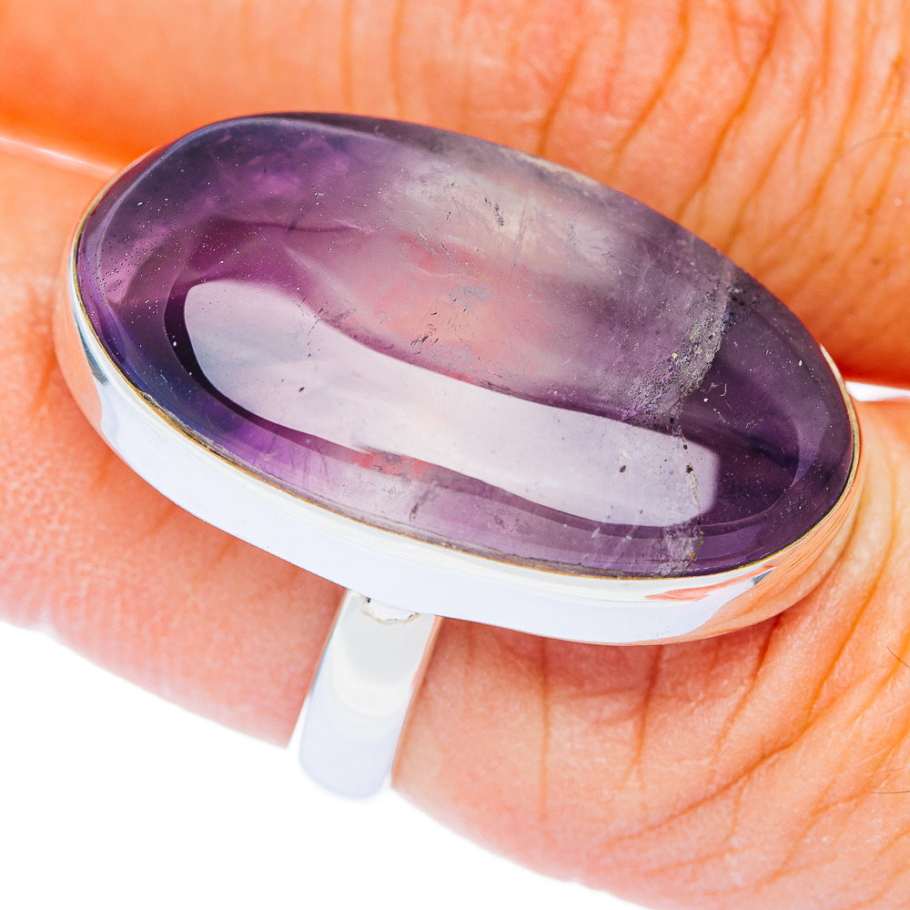 Premium Purple Fluorite Ring Size 7 Adjustable (.925 Sterling Silver)