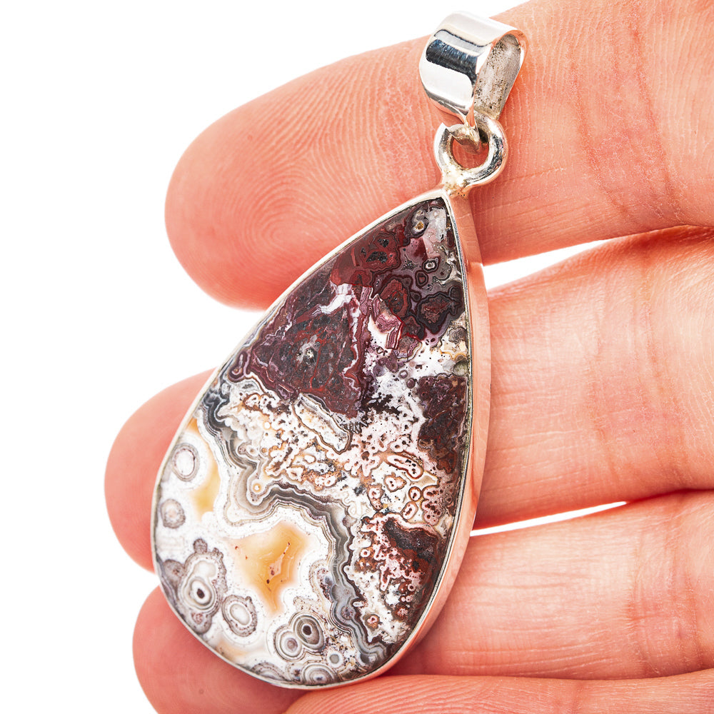 Crazy Lace Agate Pendant 1 7/8" (.925 Sterling Silver)