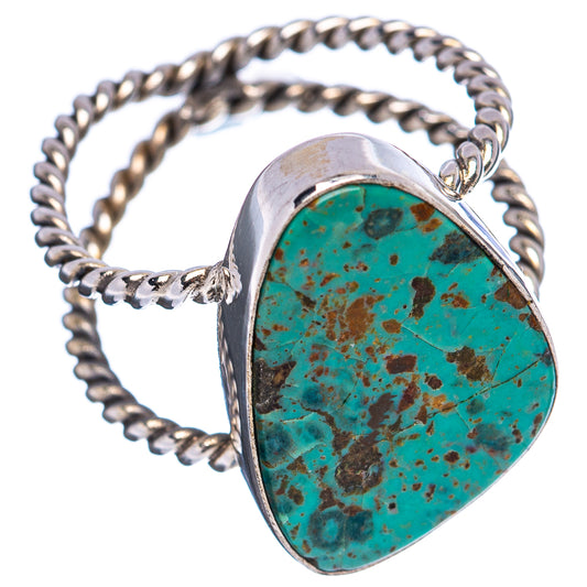 Turquoise stone teardrop ring in .925 sterling silver, braided band