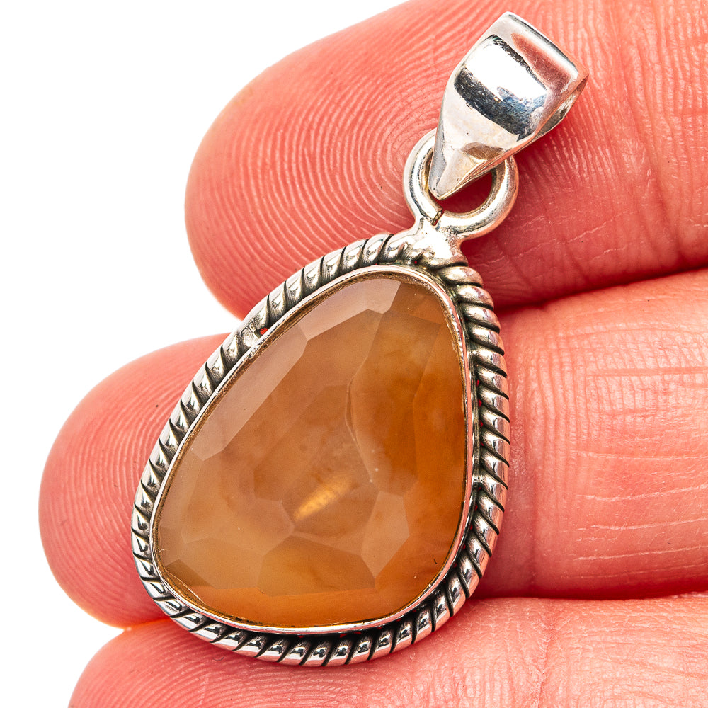 Amber Pendant 1 3/8" (.925 Sterling Silver)