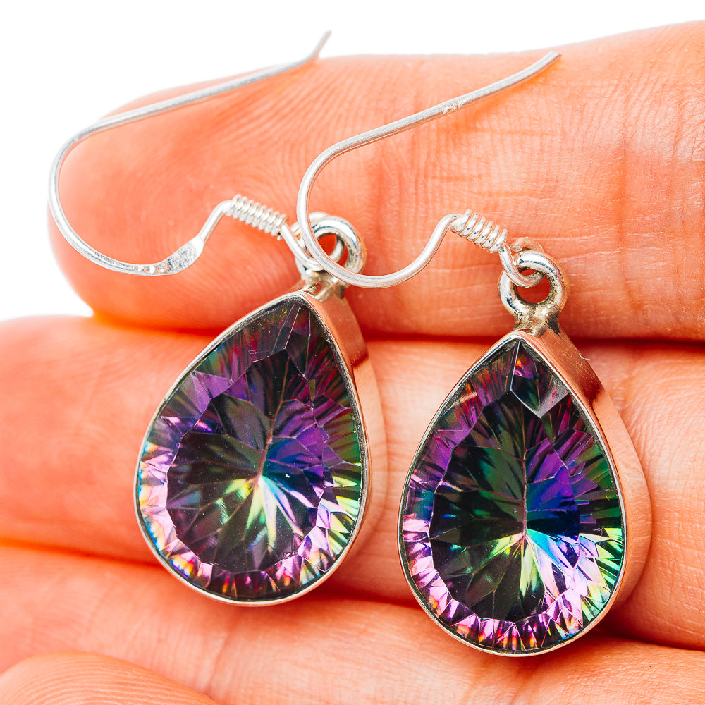 Premium Mystic Topaz Earrings 1 3/8" (.925 Sterling Silver)
