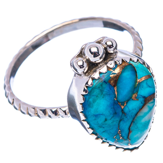 Turquoise oval gemstone ring with .925 sterling silver band, side view of bezel prongs