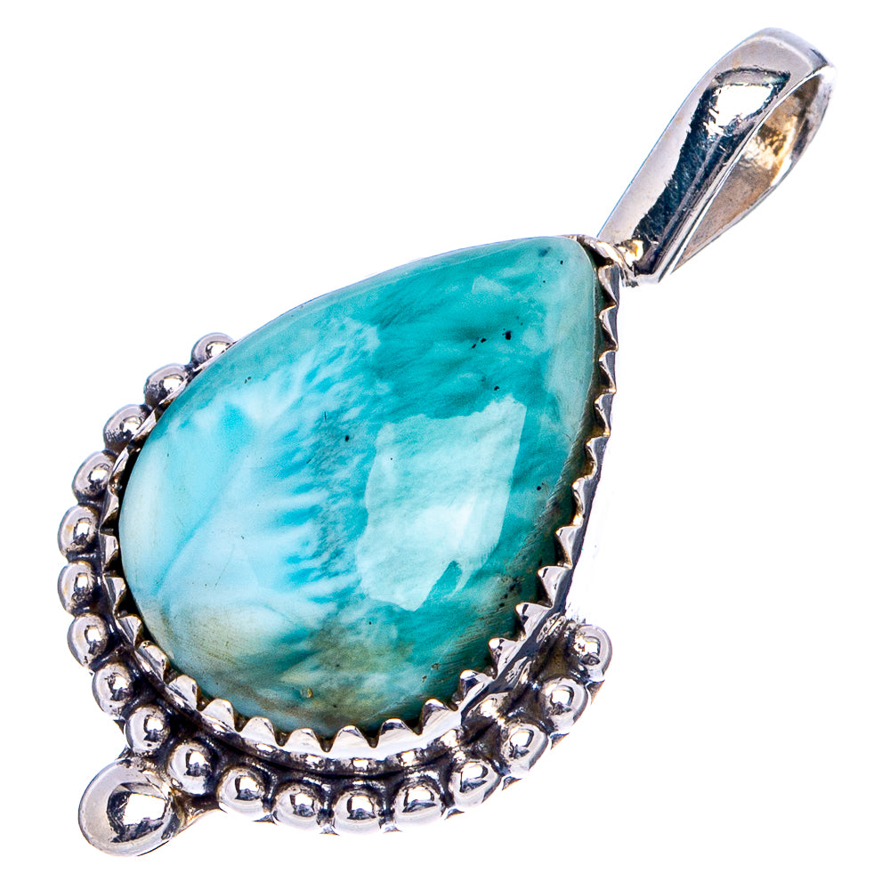 Rare Larimar Pendant 1 1/4" (.925 Sterling Silver)