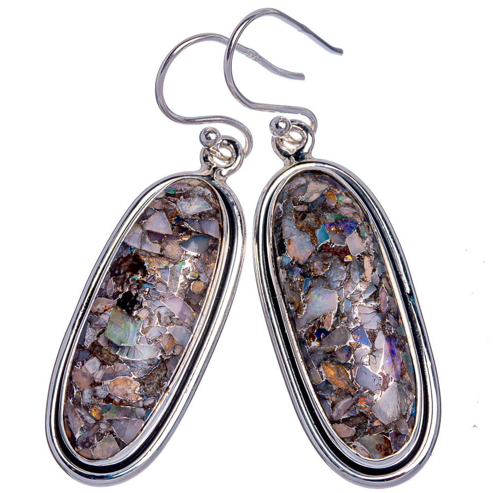 Brecciated Ethiopian Opal Earrings 1 7/8" (925 Sterling Silver) E433023