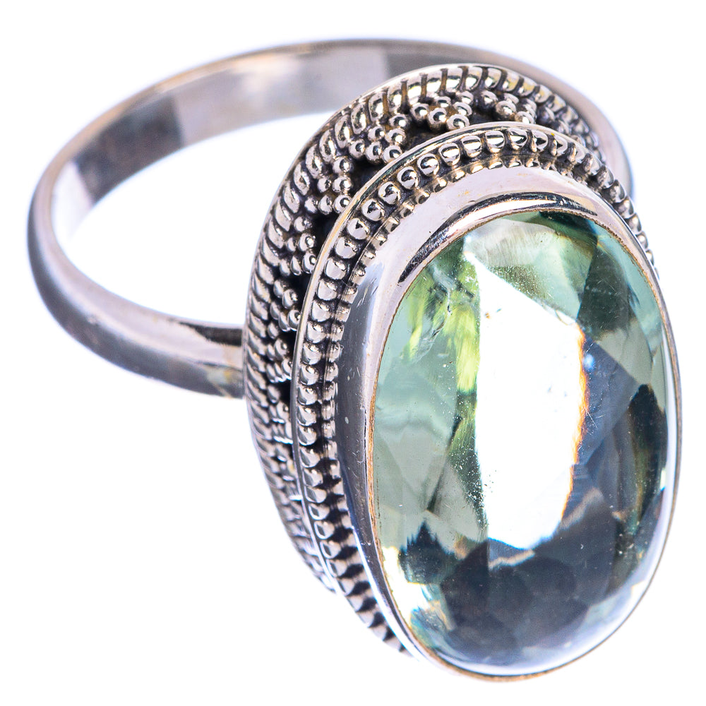 Faceted Green Amethyst Ring Size 10.75 (925 Sterling Silver) R144262