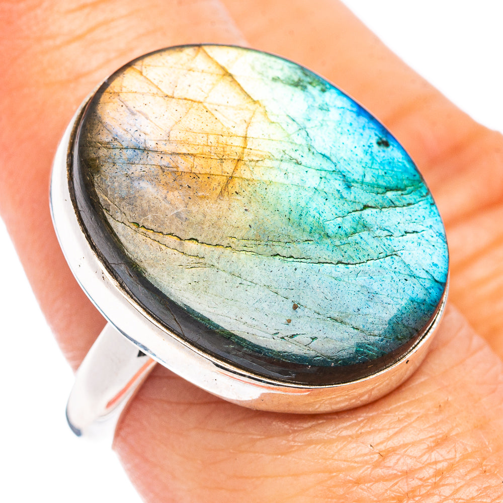 Premium Spectrolite Ring Size 9 Adjustable (.925 Sterling Silver)