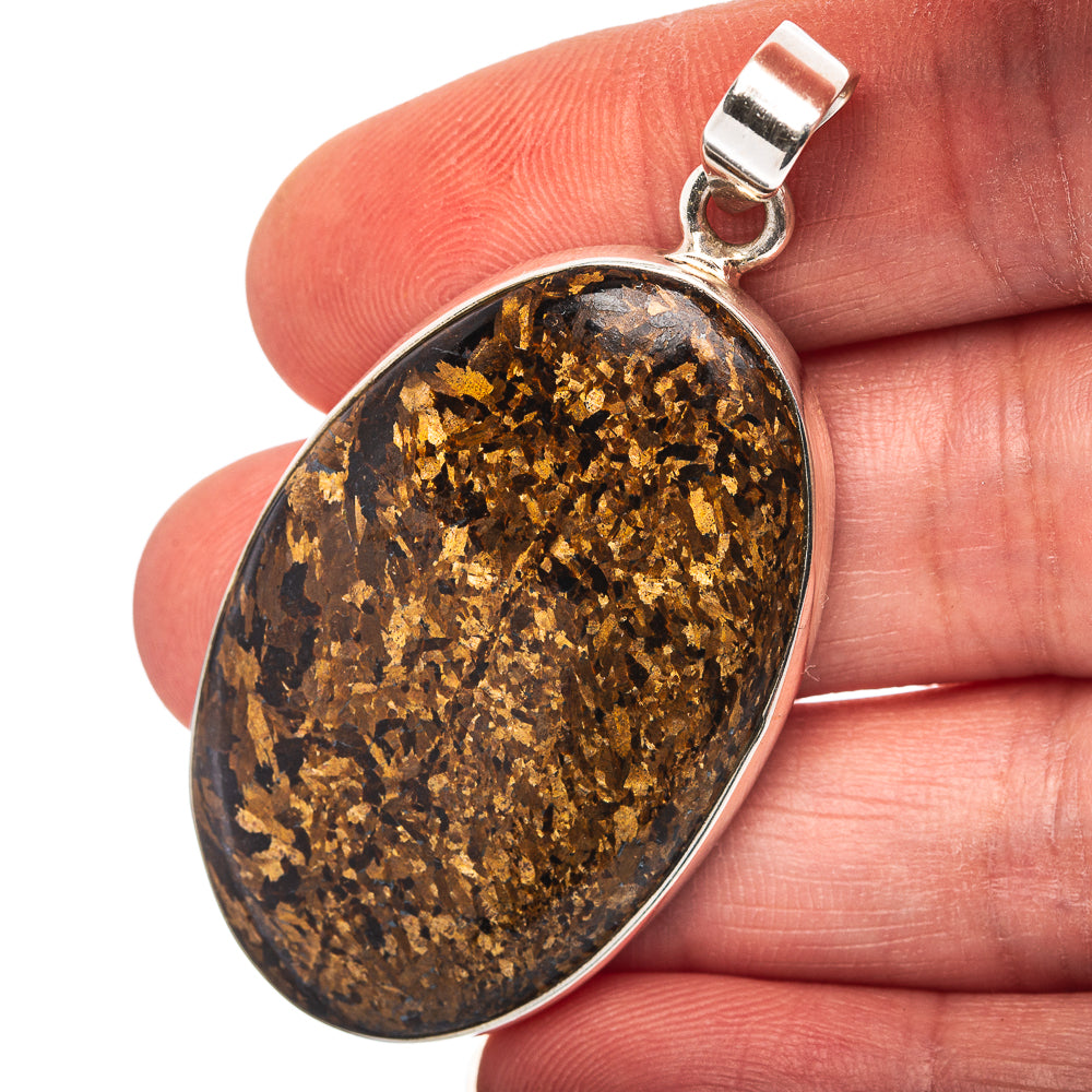 Bronzite Pendant 2 1/8" (.925 Sterling Silver)