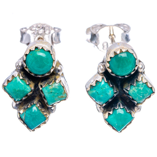 Turquoise cluster earrings in .925 sterling silver with stud backs