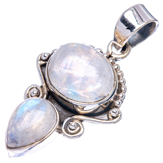 Rainbow Moonstone Dainty Pendant 1 1/4" (925 Sterling Silver) P43563