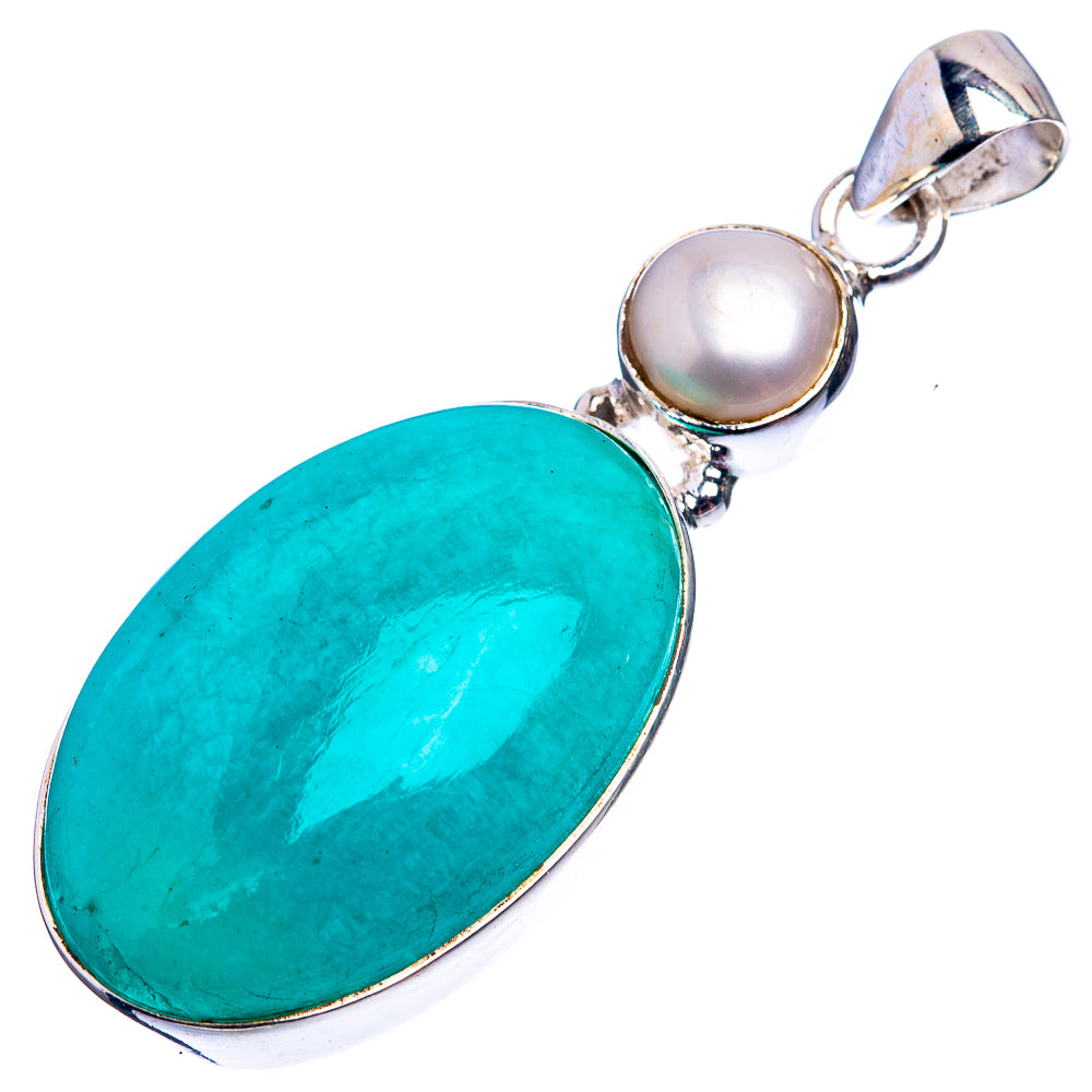 Apatite, Cultured Pearl Pendant 2" (925 Sterling Silver) P38915