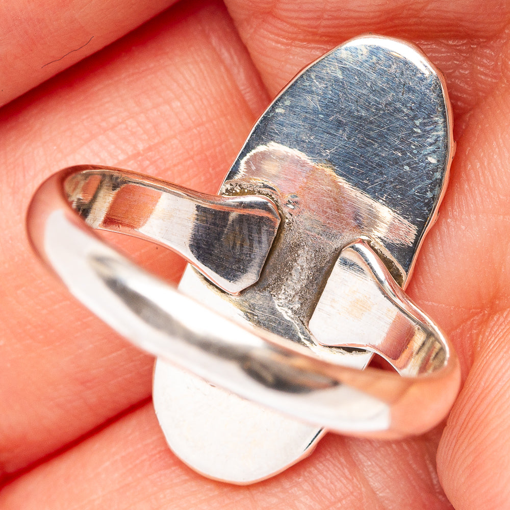 Pink Moonstone Ring Size 8.5 (.925 Sterling Silver)