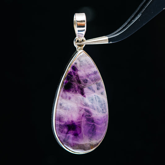 Premium Chevron Amethyst Pendant 1 3/4" (.925 Sterling Silver)