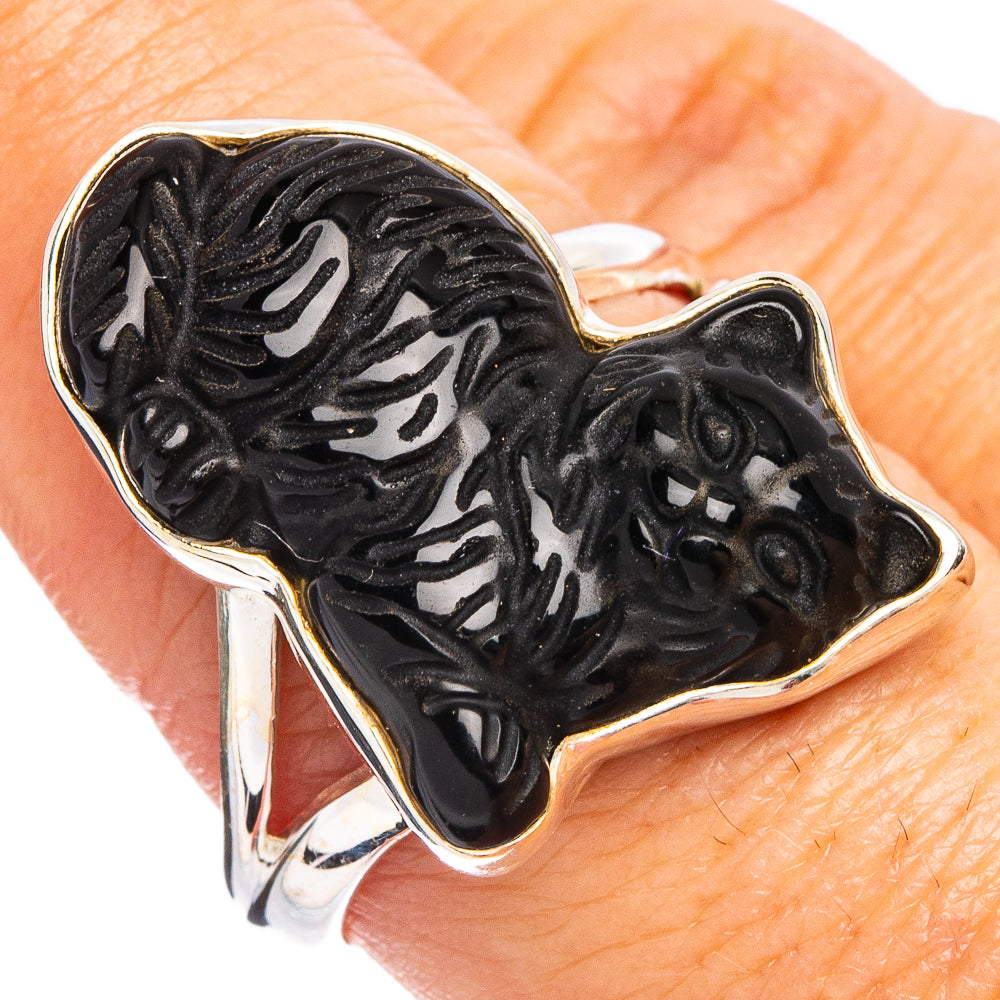 Black Onyx Cat Ring Size 9 (.925 Sterling Silver)