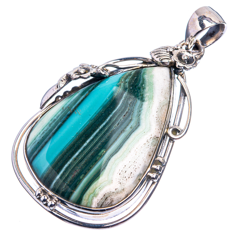 Green Botswana Agate Pendant 1 7/8" (925 Sterling Silver) P38923
