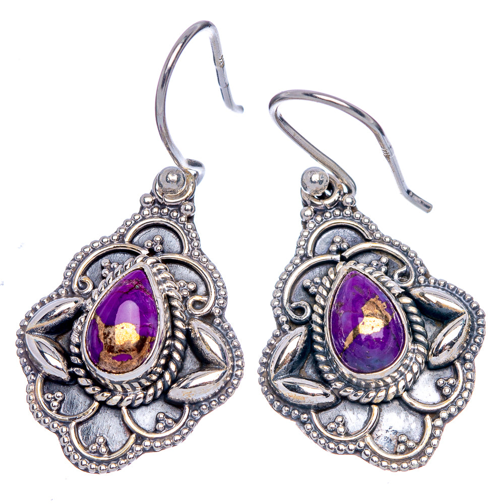 Purple Copper Composite Turquoise Earrings 1 3/8" (925 Sterling Silver) E433378