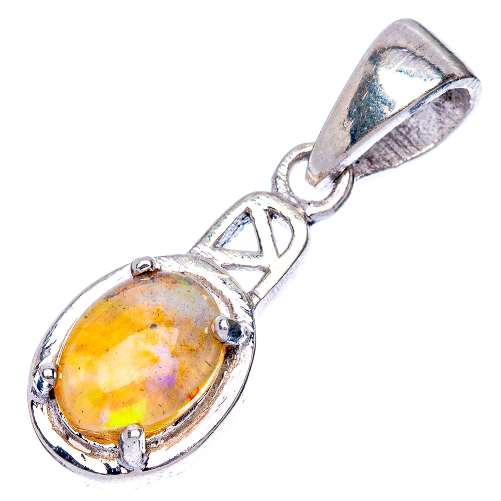 Sterling silver opal pendant with oval opal, bail loop and decorative bezel