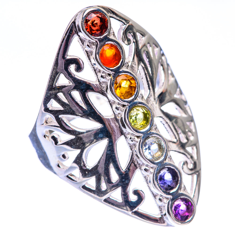 Rainbow Chakra Ring Size 9 (925 Sterling Silver) R140547
