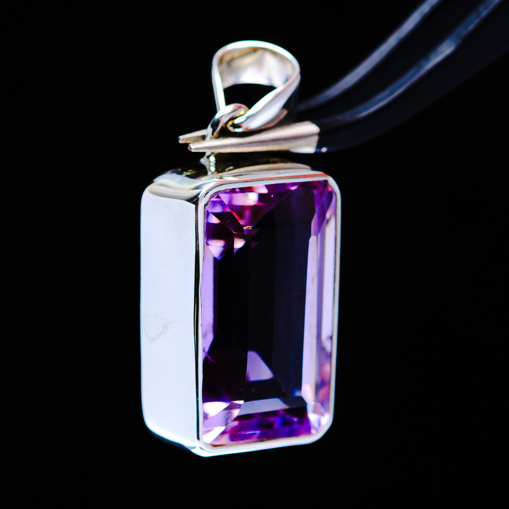 17.4ct Faceted Brazilian Amethyst Pendant 1 1/4" (.925 Sterling Silver)