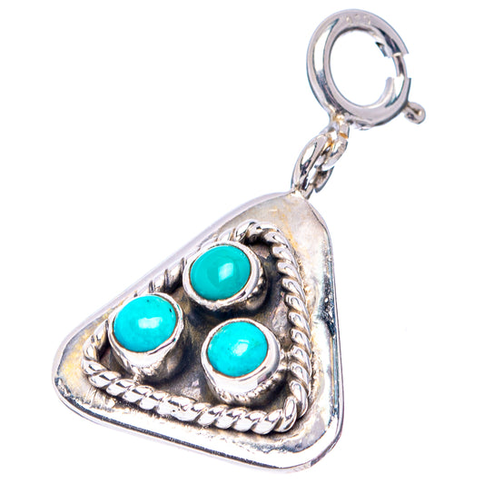 Sterling silver turquoise heart pendant with three oval stones and dangle clasp