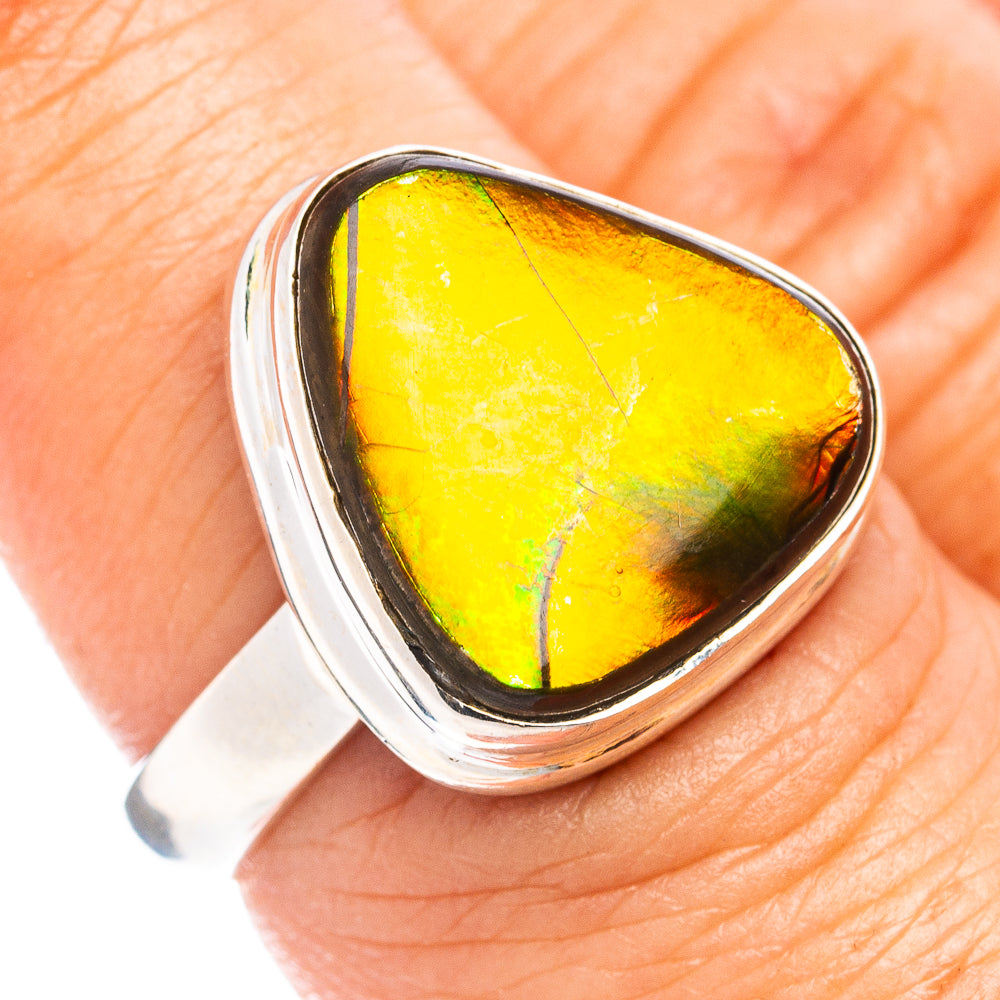 Premium Ammolite Ring Size 6.75 (.925 Sterling Silver)