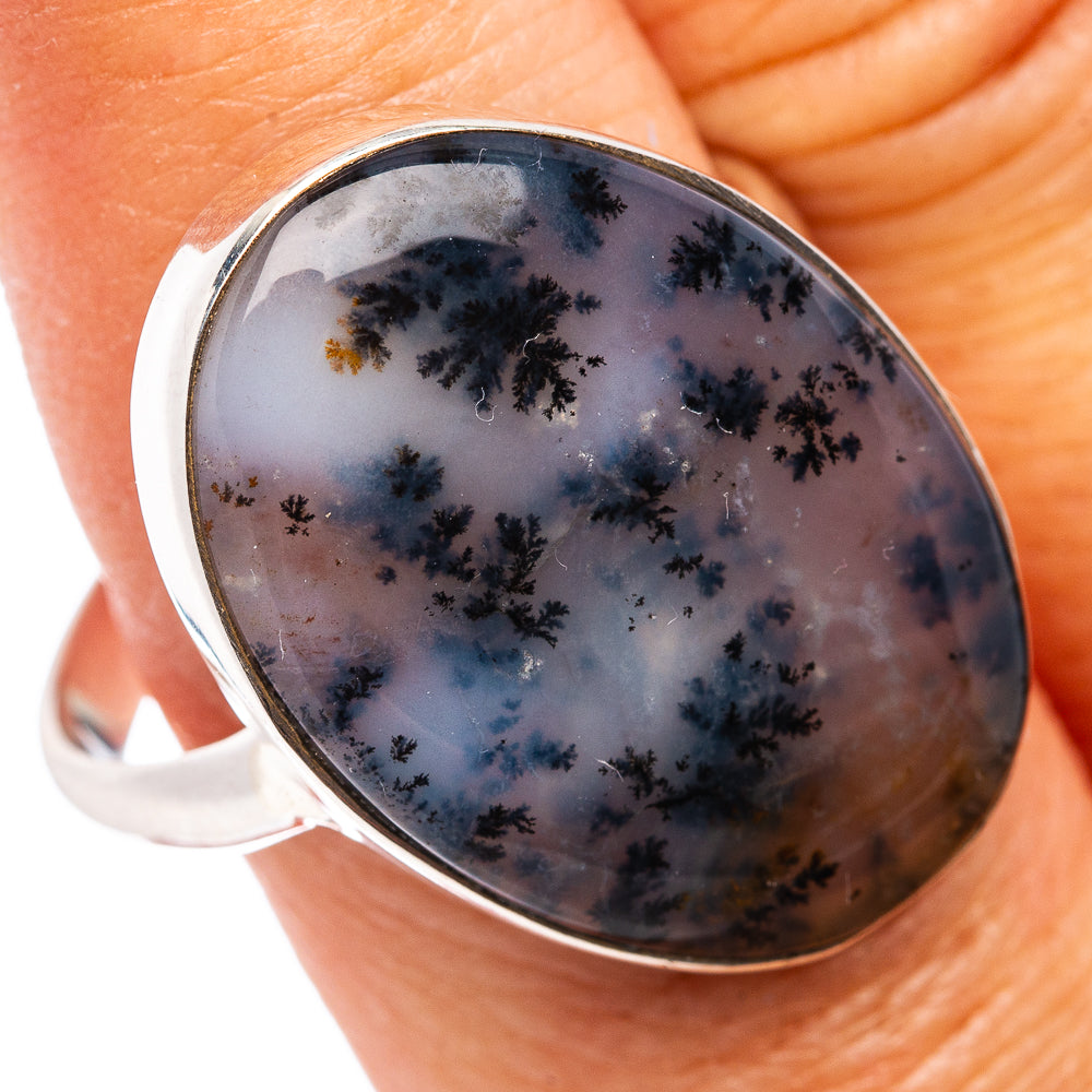 Premium Dendritic Moss Agate Ring Size 11 Adjustable (.925 Sterling Silver)