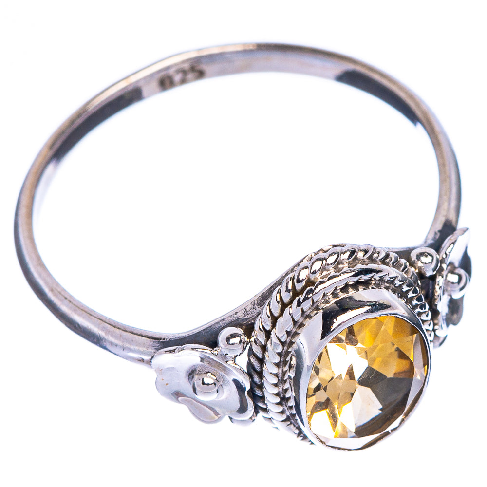 Faceted Citrine Dainty Ring Size 7.25 (925 Sterling Silver) R1217