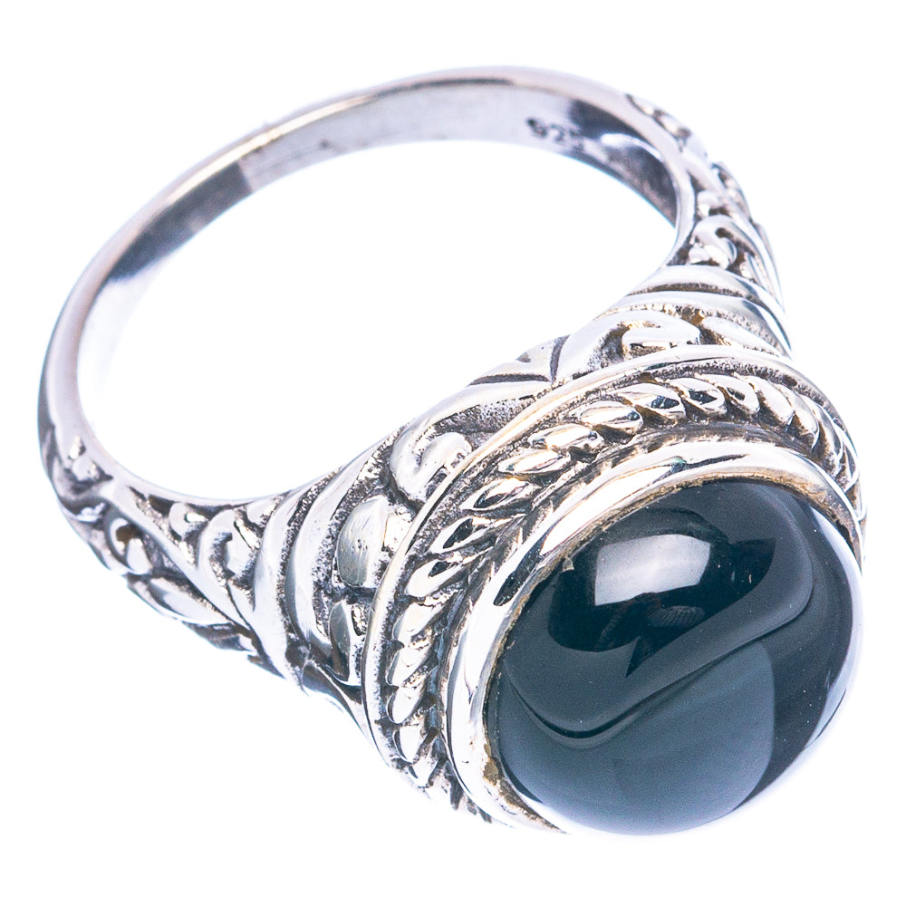 Black Onyx Ring Size 8 (925 Sterling Silver) R4837