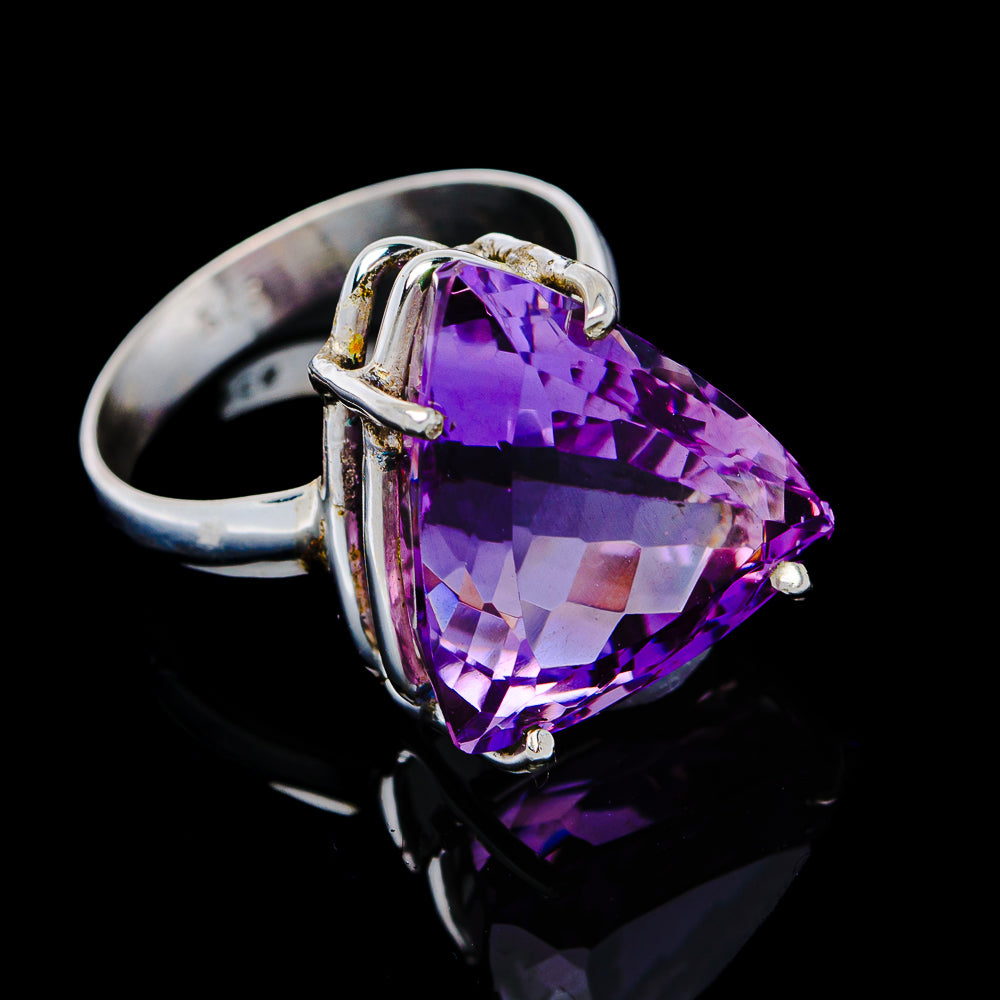 12.74ct Faceted Brazilian Amethyst Ring Size 8.5 (.925 Sterling Silver)