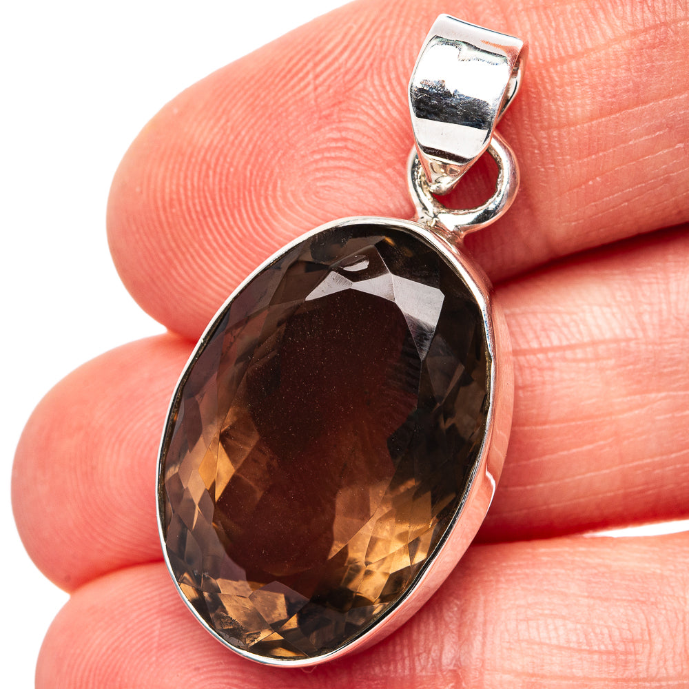Premium Smoky Quartz Pendant 1 3/8" (.925 Sterling Silver)