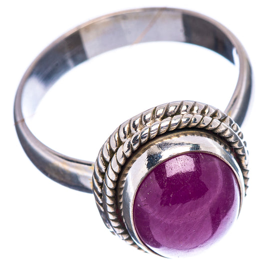 925 sterling silver ruby ring, side view with twisted rope setting