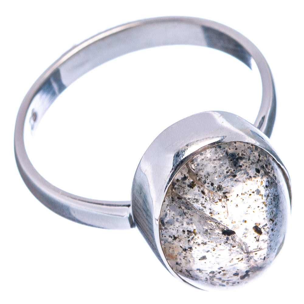 Black Dot Rutilated Quartz Ring Size 6.75 (.925 Sterling Silver)