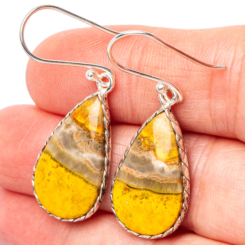 Bumblebee Jasper Earrings 1 5/8" (.925 Sterling Silver)