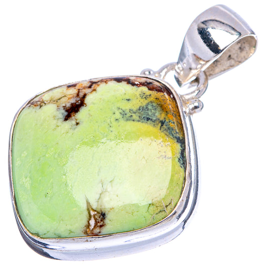 Oval variscite cabochon pendant in .925 sterling silver bezel with hinged bail