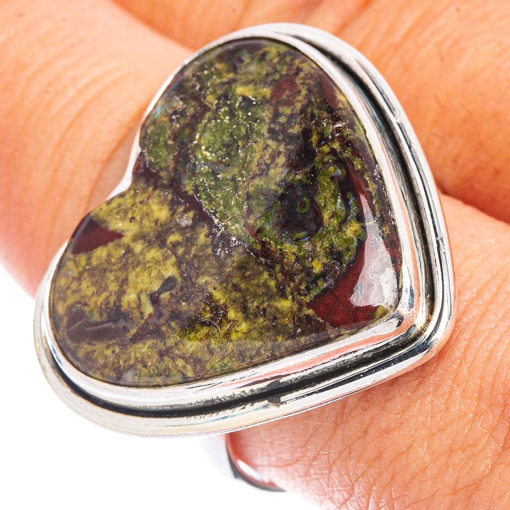 Dragon's Blood Jasper Heart Ring Size 8.5 (925 Sterling Silver) R7435