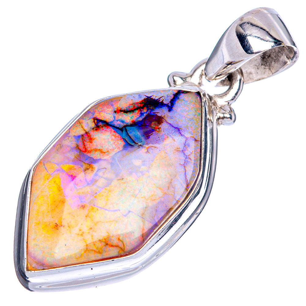 Rare Sterling Opal Pendant 1 3/8" (925 Sterling Silver) P42108
