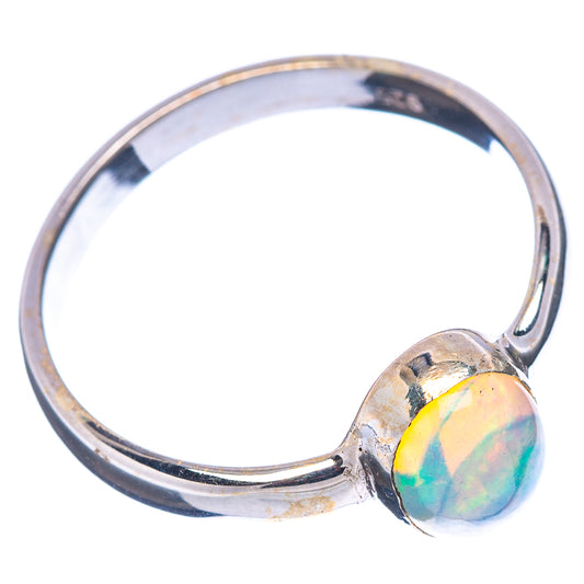 Sterling silver opal ring with oval cabochon, open band, size 7.5
