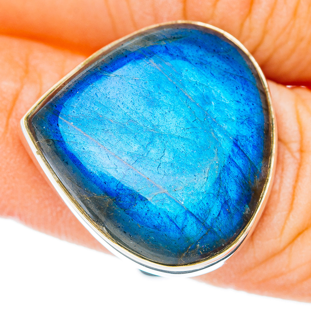 Premium Labradorite Ring Size 7.5 Adjustable (.925 Sterling Silver)