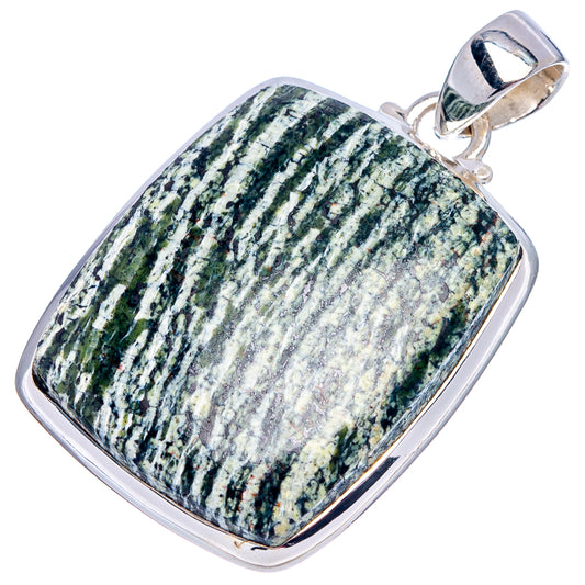 Green Swiss opal rectangle pendant with .925 sterling silver frame and bail
